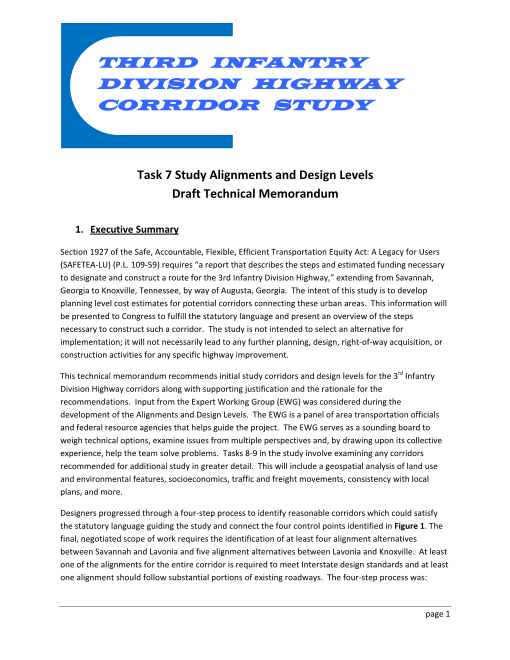 Third Infantry Division Highway Corridor Study