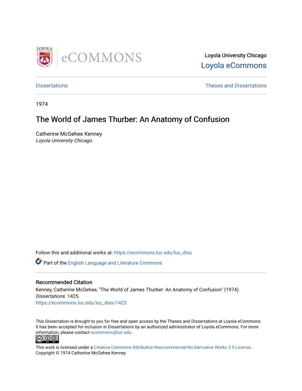 The World of James Thurber: an Anatomy of Confusion