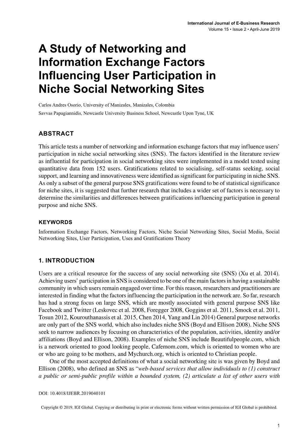 A Study of Networking and Information Exchange Factors Influencing User Participation in Niche Social Networking Sites
