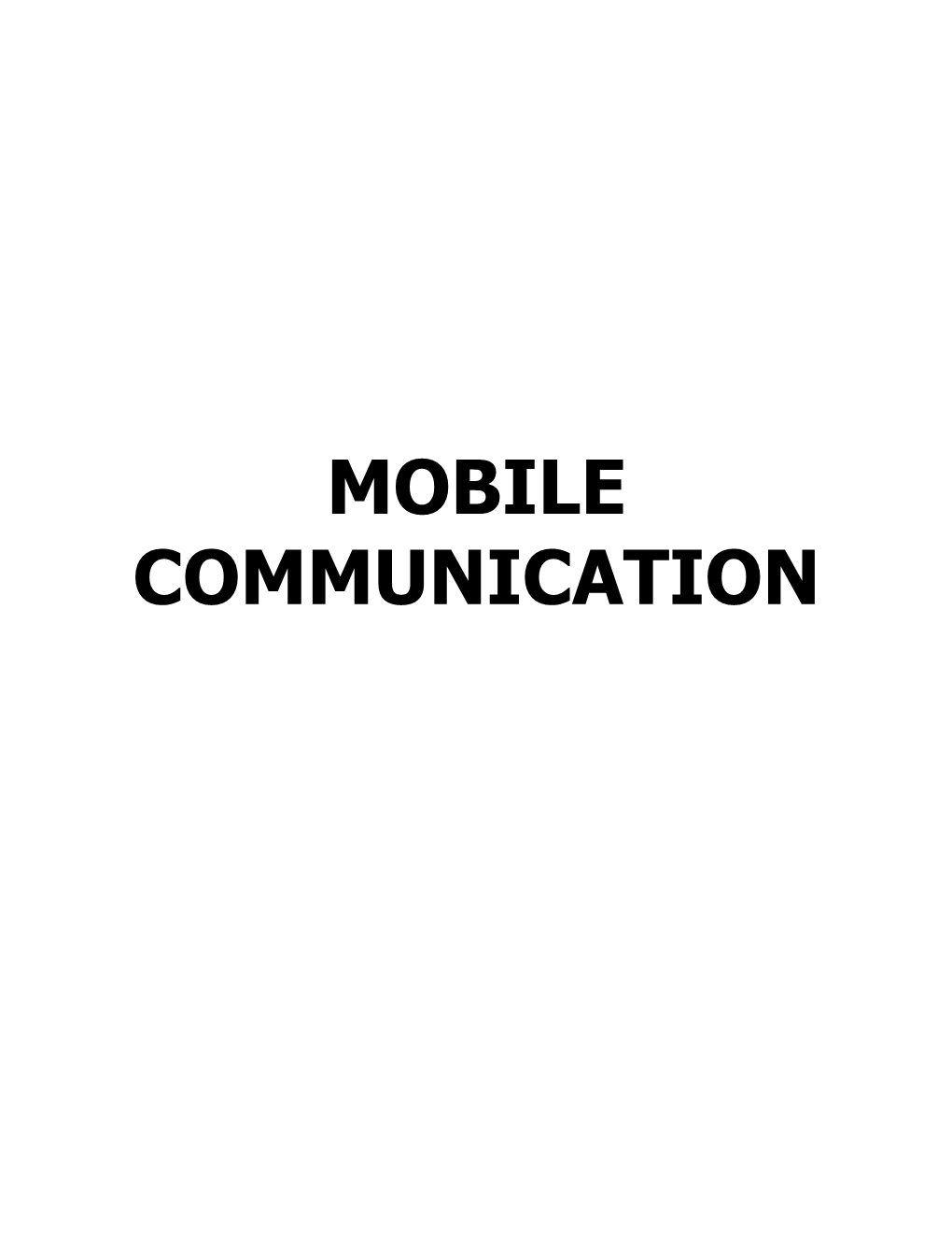 Mobile Communication