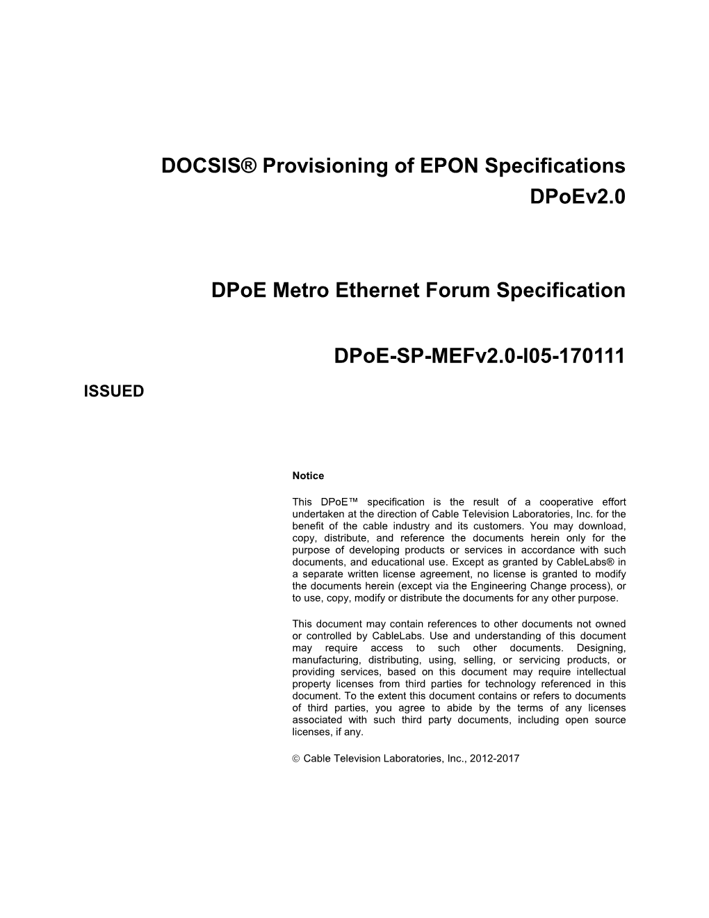 Dpoev2.0 Metro Ethernet Forum Specification