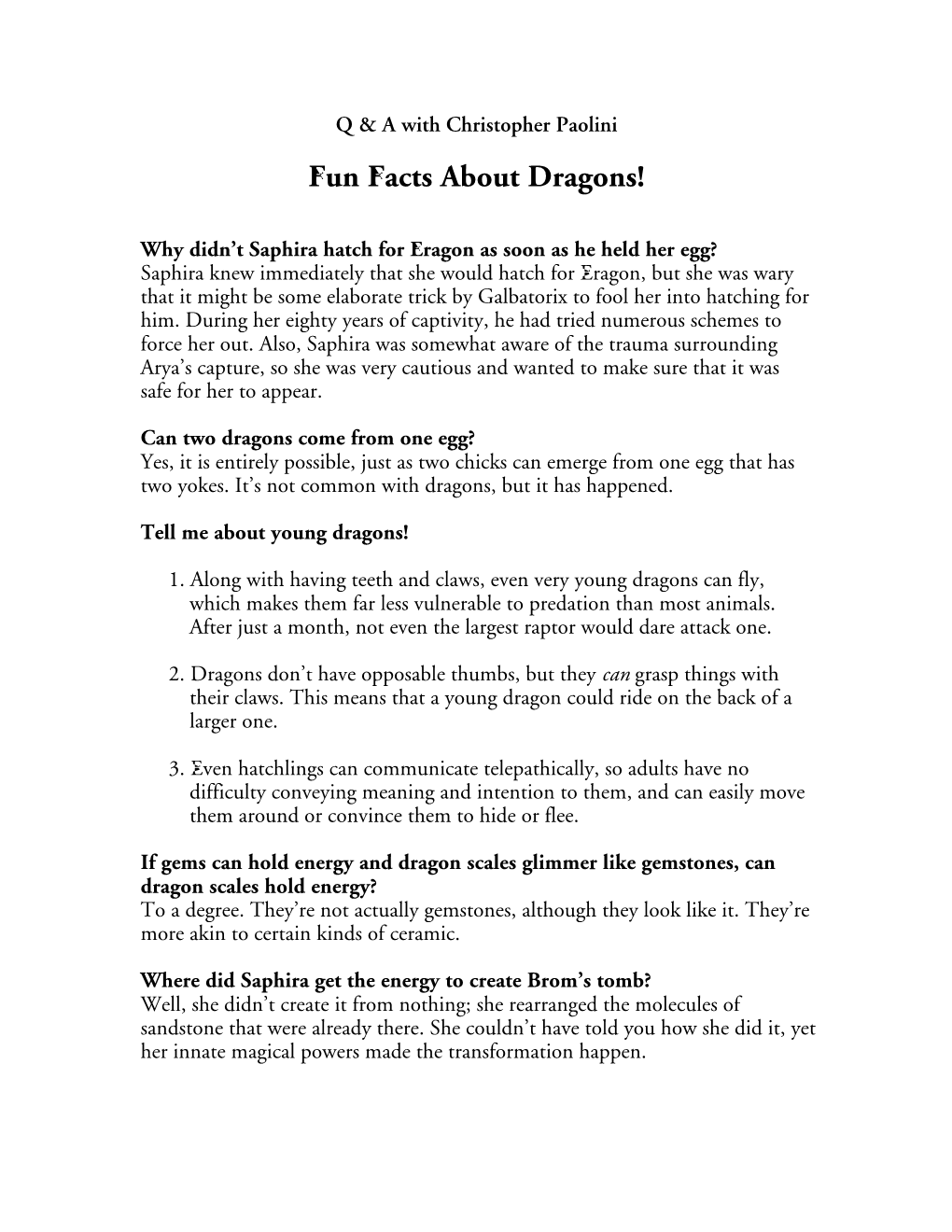 Fun Facts About Dragons!