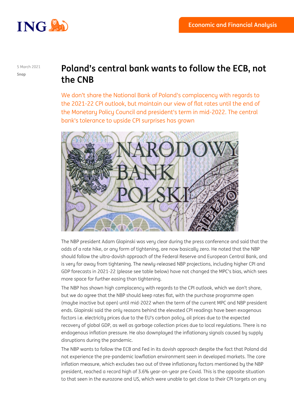 PDF | Poland's Central Bank Wants to Follow the ECB, Not The