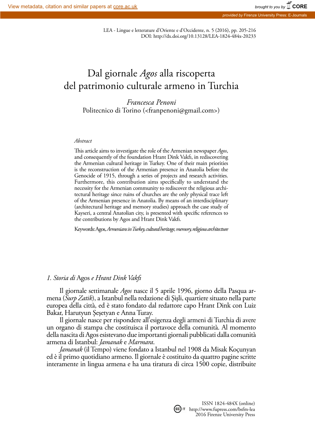 Dal Giornale Agos Alla Riscoperta Del Patrimonio Culturale Armeno In