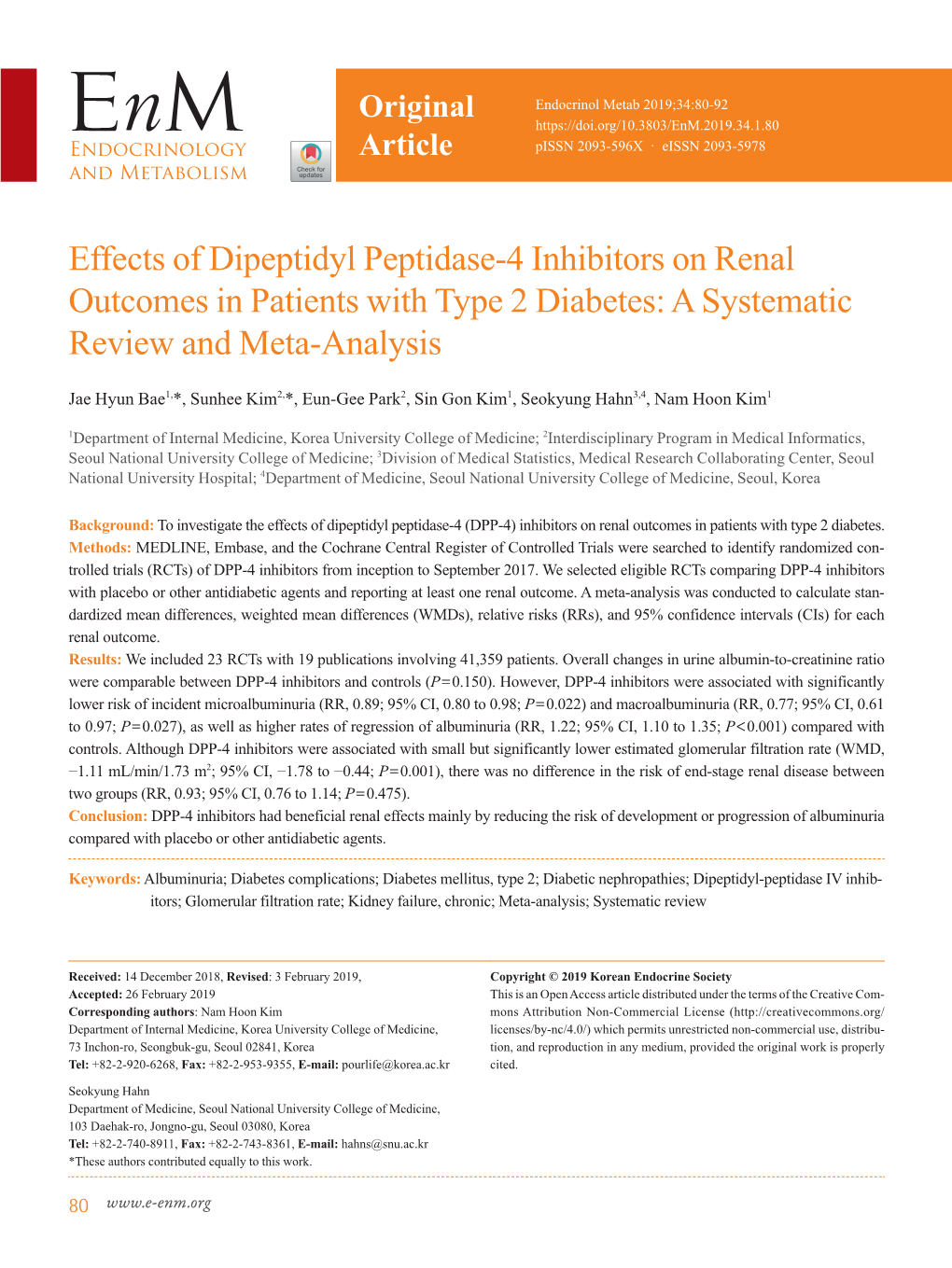 Effects of Dipeptidyl Peptidase-4 Inhibitors on Renal Outcomes in Patients with Type 2 Diabetes: a Systematic Review and Meta-Analysis