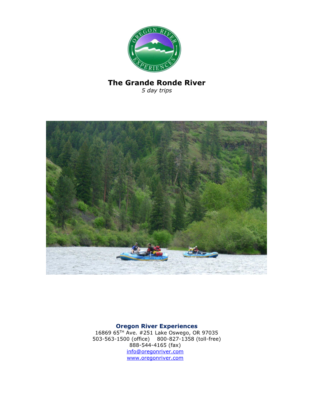 The Grande Ronde River 5 Day Trips