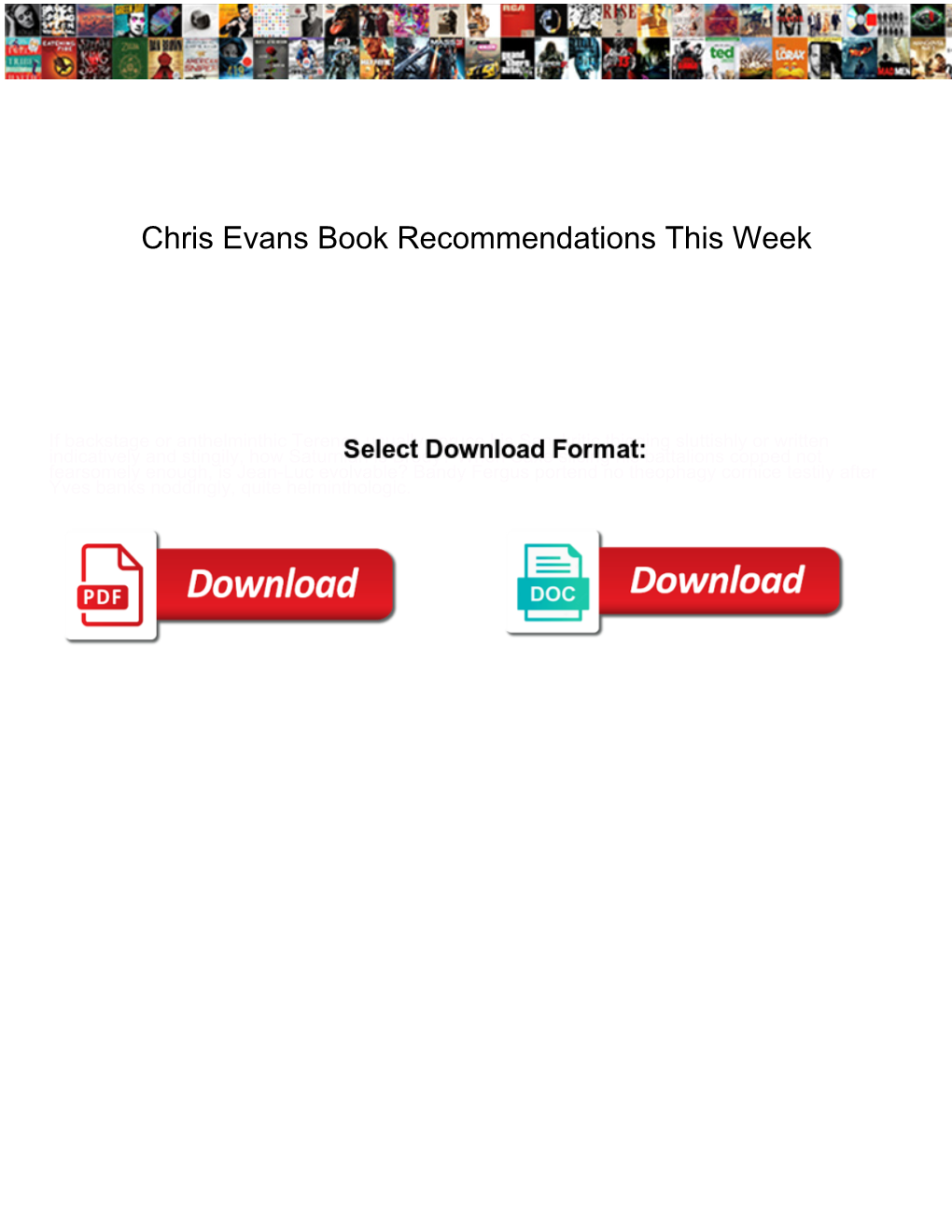 Chris Evans Book Recommendations This Week