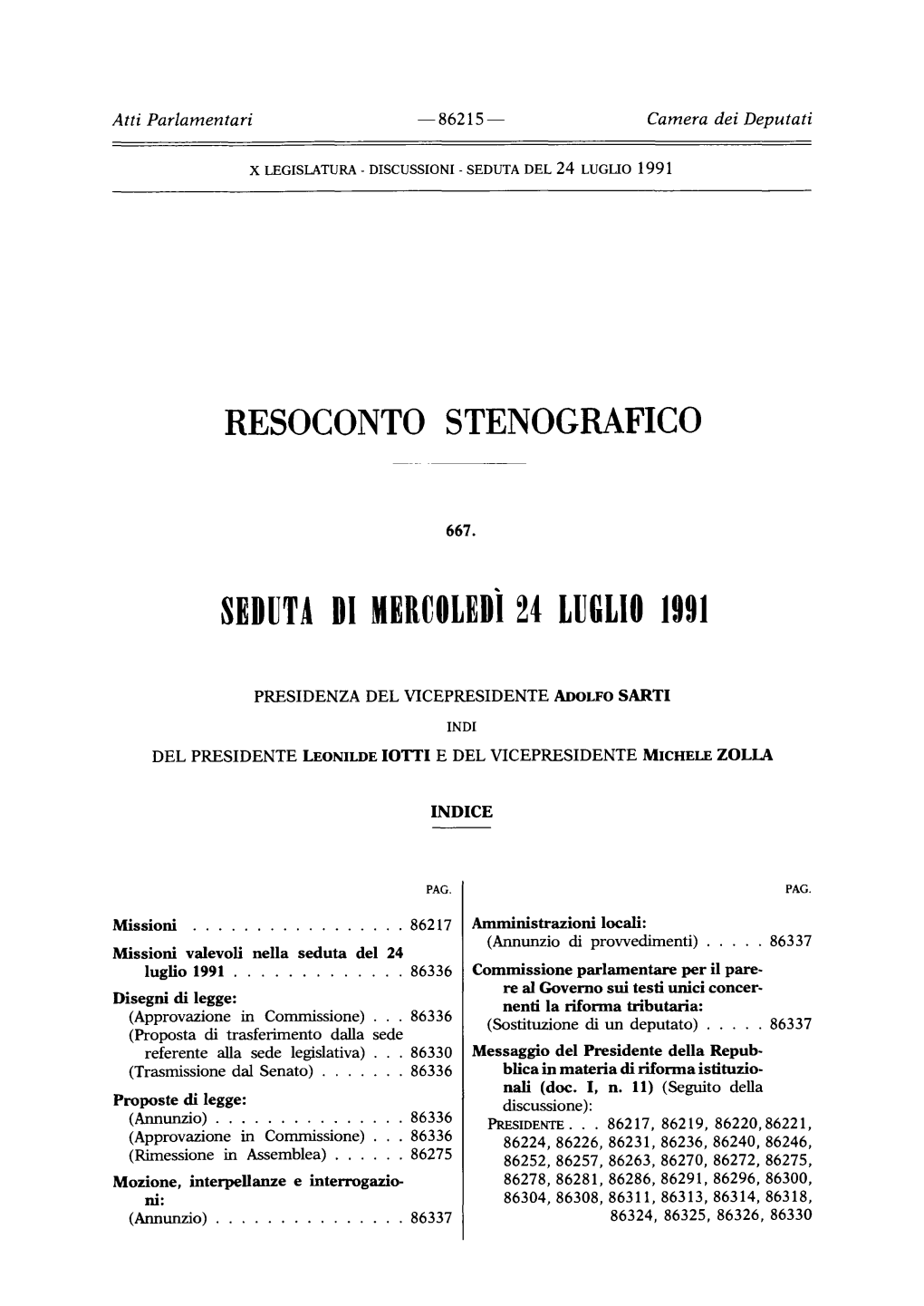 Seduta Di Mercoledì 24 Luglio 1991