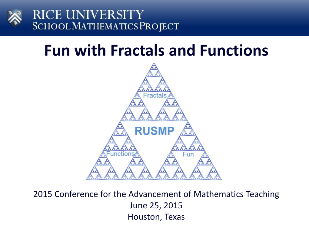 Fun with Fractals and Functions