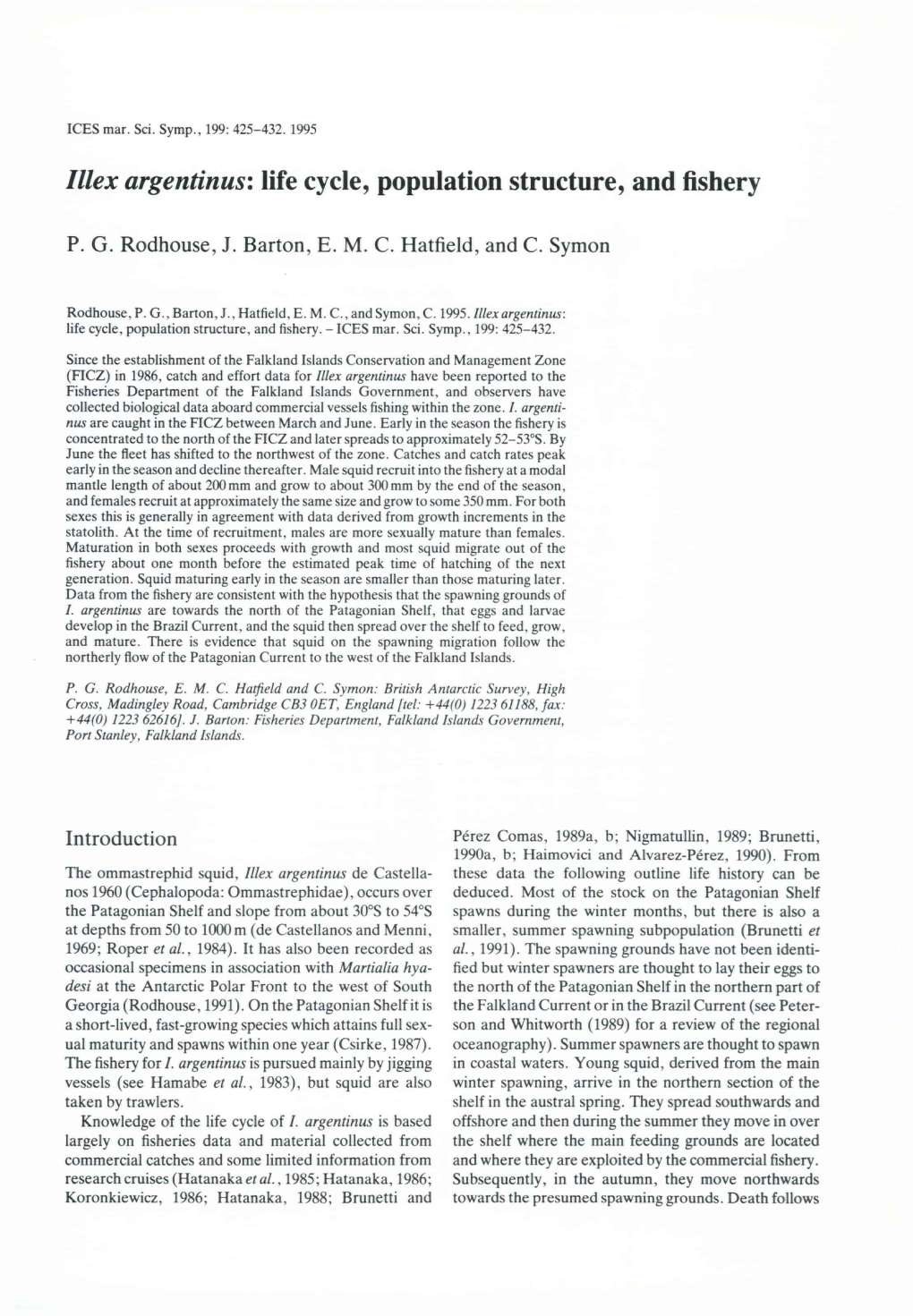 Illex Argentinus: Life Cycle, Population Structure, and Fishery