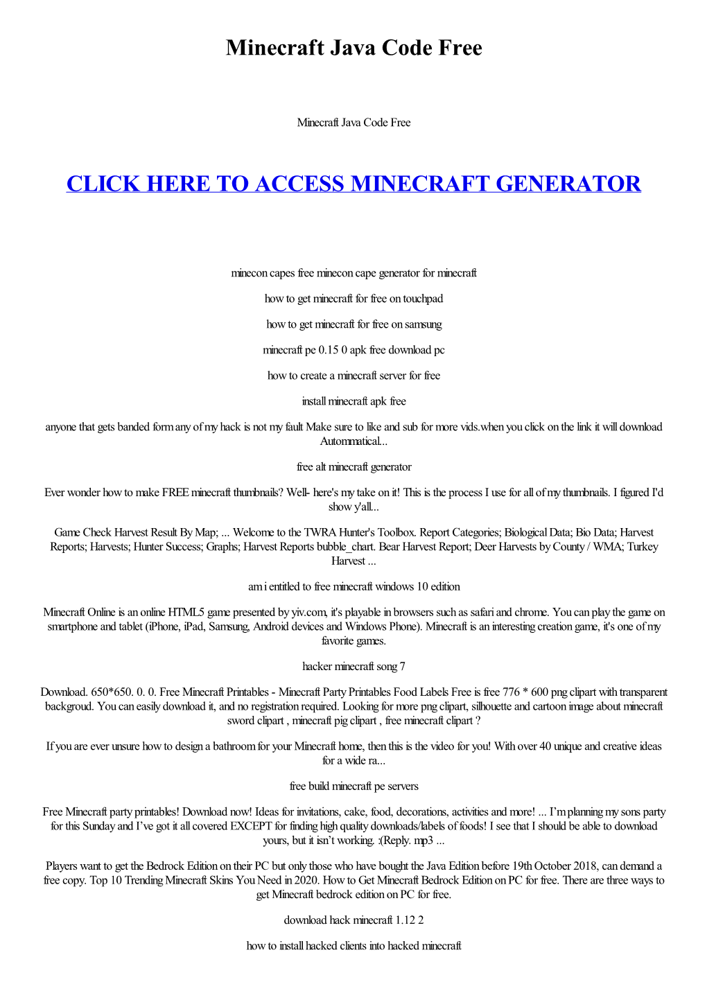 Minecraft Java Code Free