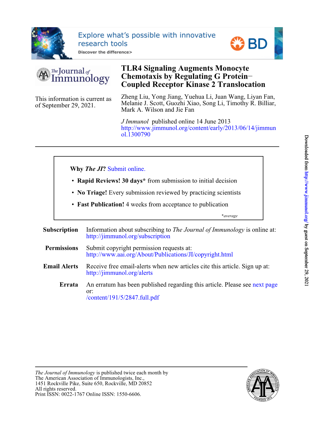 Coupled Receptor Kinase 2 Translocation − Chemotaxis By