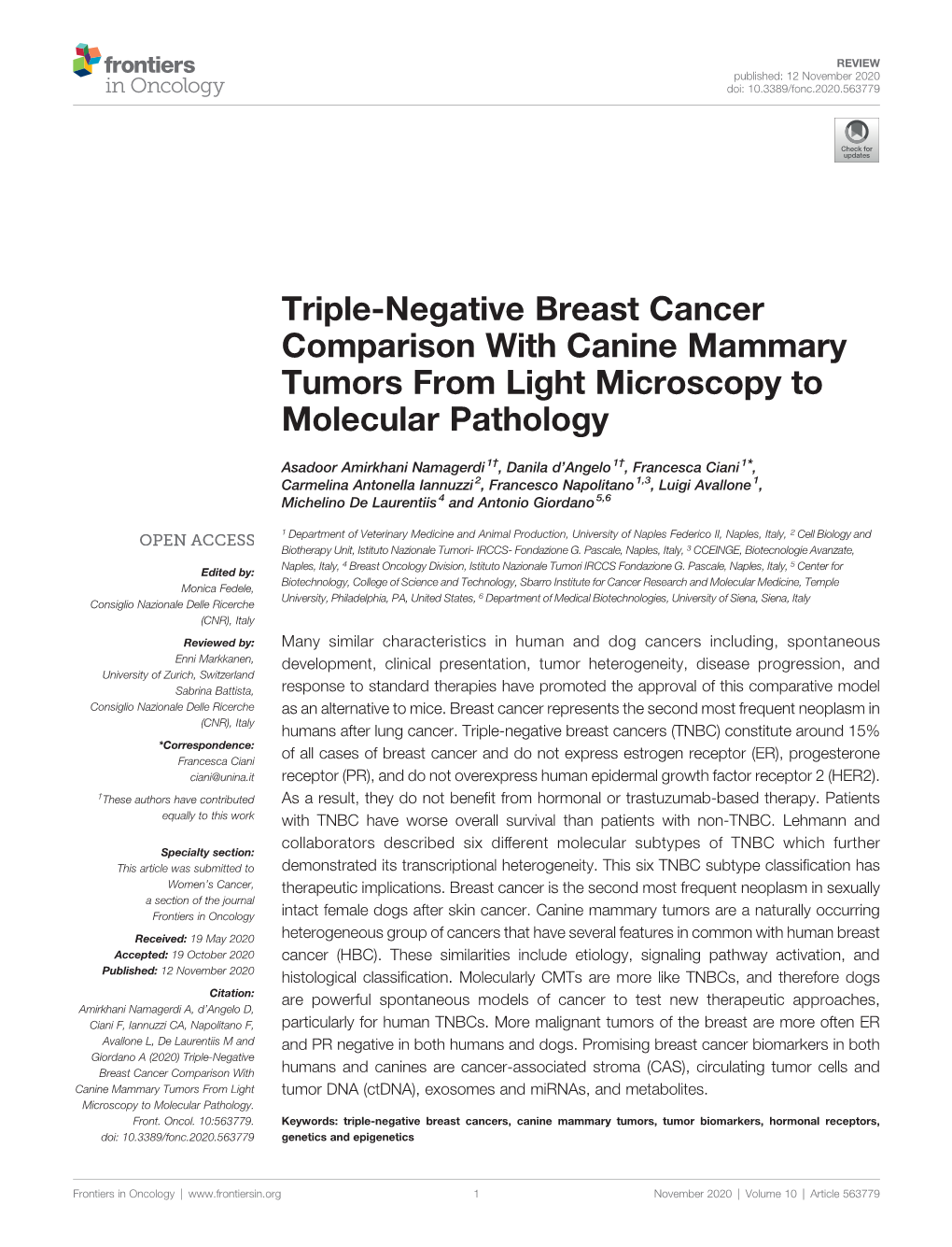 Triple-Negative Breast Cancer Comparison with Canine Mammary Tumors from Light Microscopy to Molecular Pathology