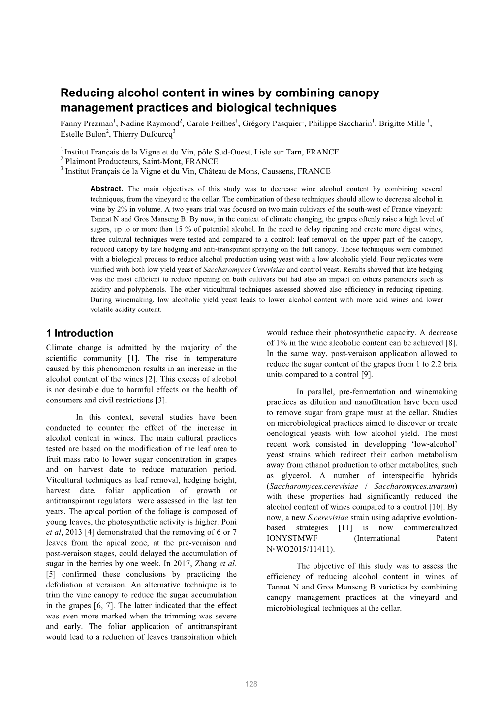 Reducing Alcohol Content in Wines by Combining Canopy Management