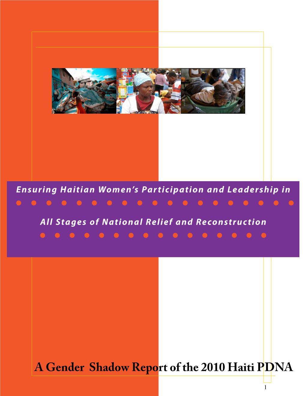 A Gender Shadow Report of the 2010 Haiti PDNA