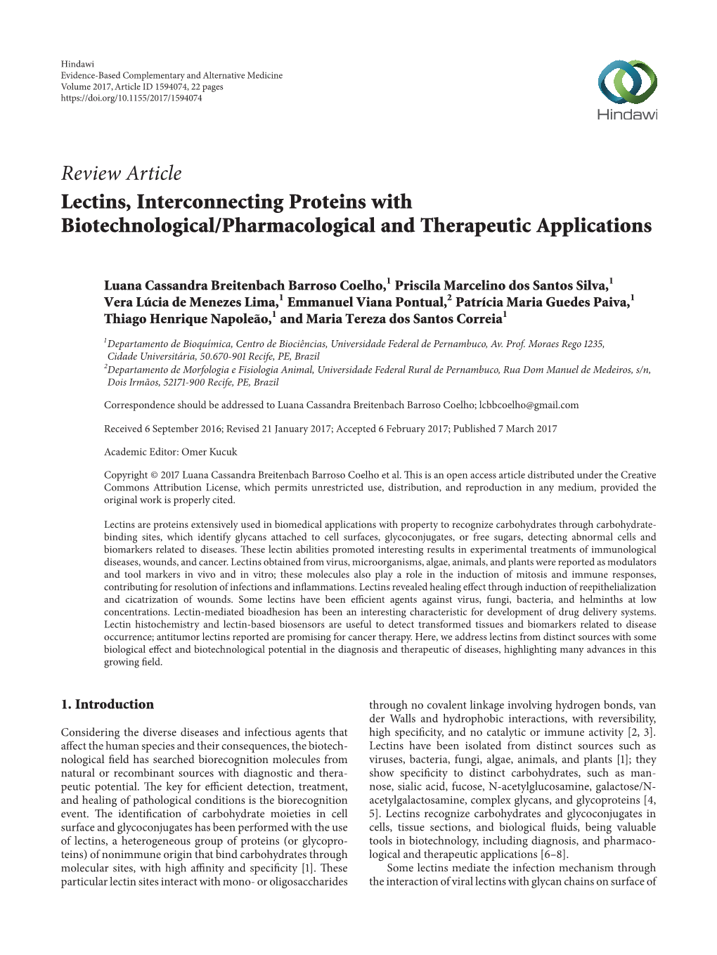 Lectins, Interconnecting Proteins with Biotechnological/Pharmacological and Therapeutic Applications