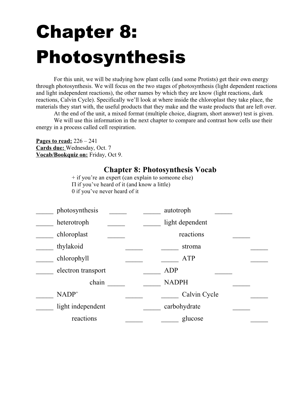 Biology Pre-Learning Check s2