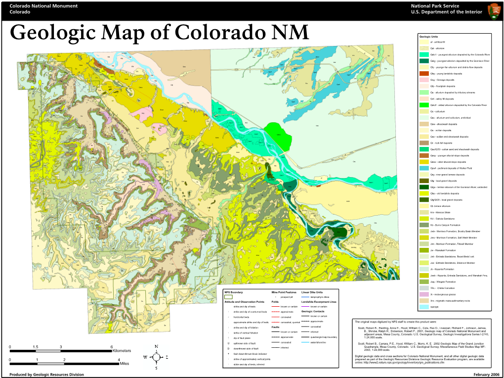 Geologic Map of Colorado National Monument and Strike of Vertical Foliation Known Or Certain Inferred Adjacent Areas, Mesa County, Colorado: U.S