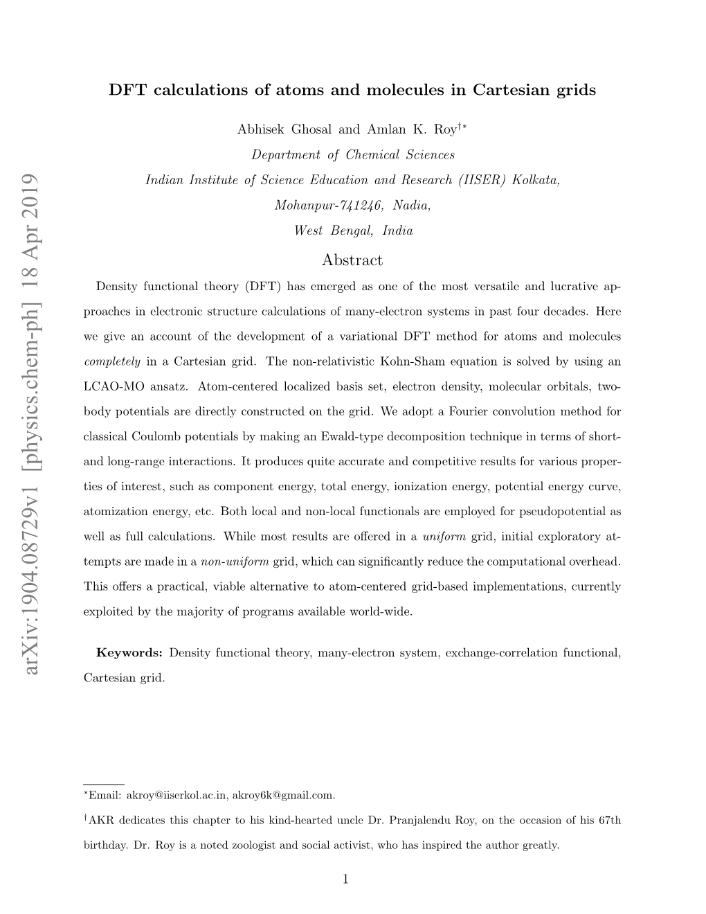 DFT Calculations of Atoms and Molecules in Cartesian Grids