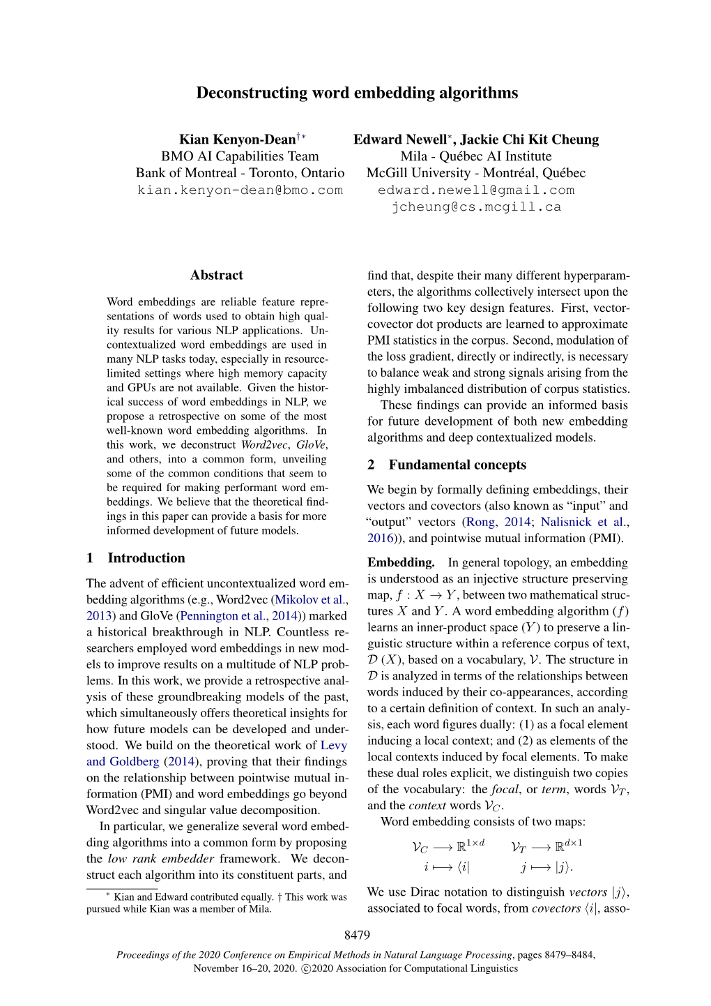 Deconstructing Word Embedding Algorithms