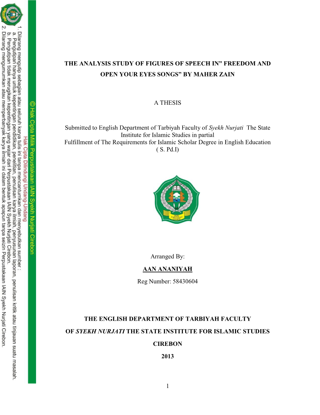 1 the Analysis Study of Figures of Speech In