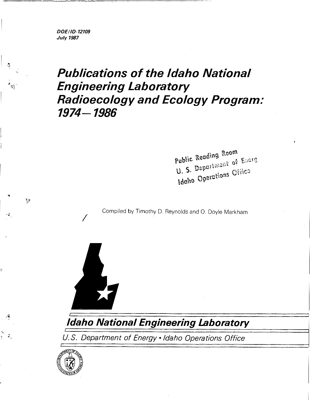 Publications of the Idaho National Engineering Laboratory Radioecology and Ecology Program: 1974-1986