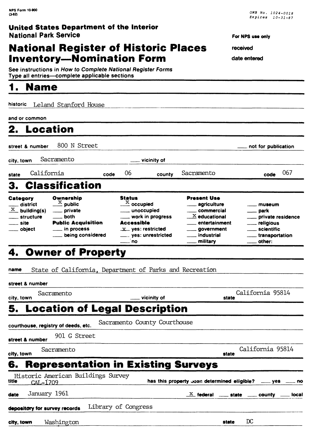 National Register of Historic Places Inventory Nomination Form 1