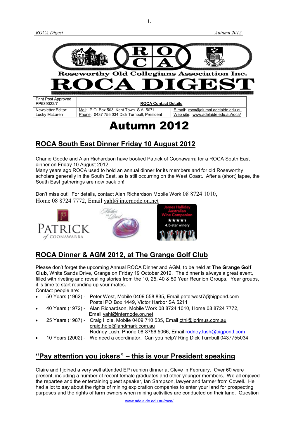 ROCA Digest Autumn 2012