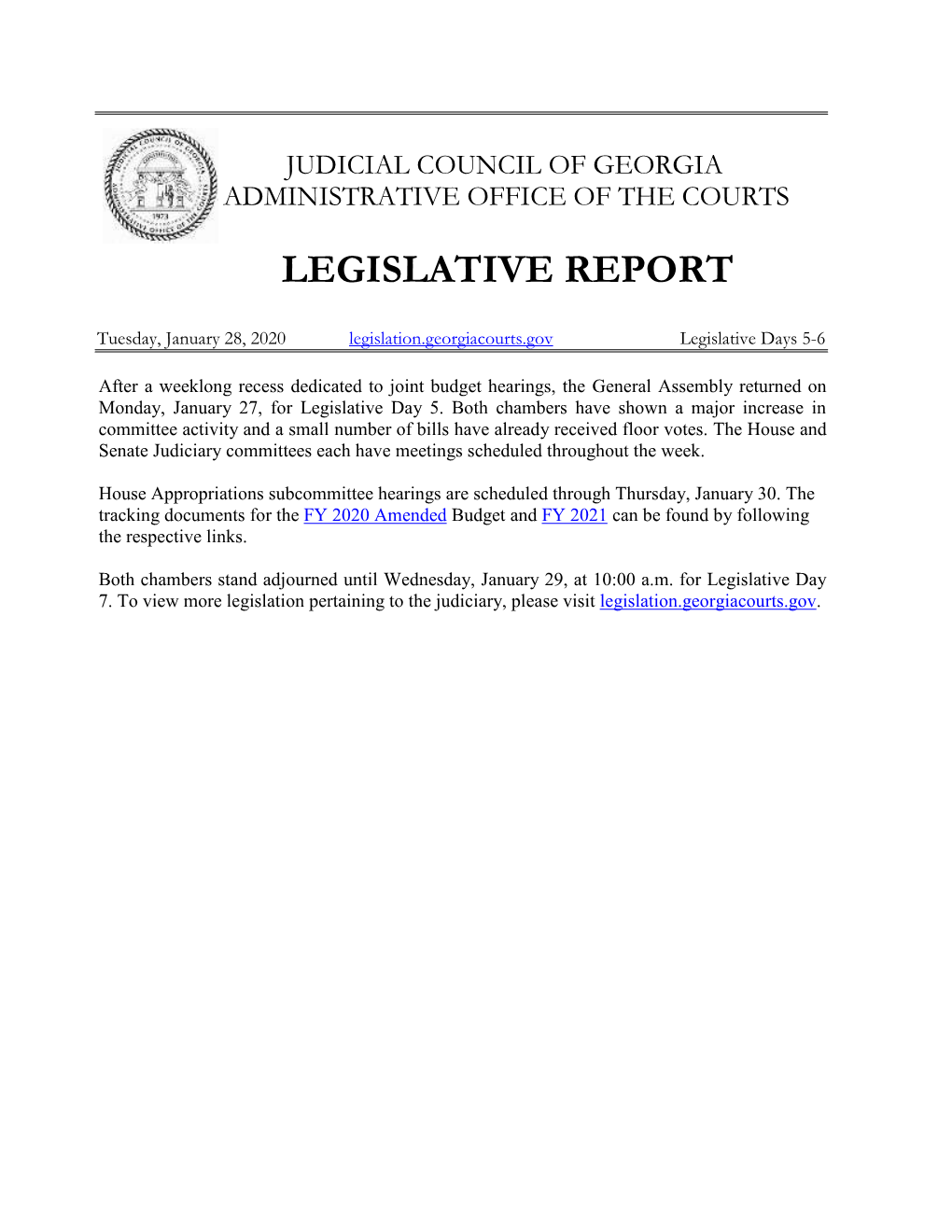 Mid-Week Legislative Report