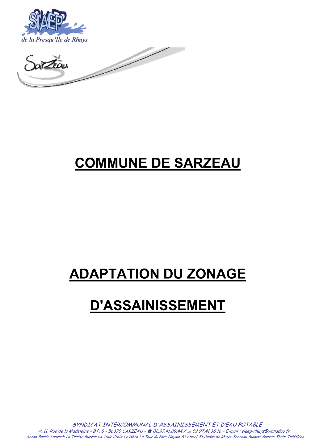 Commune De Sarzeau Adaptation Du Zonage D