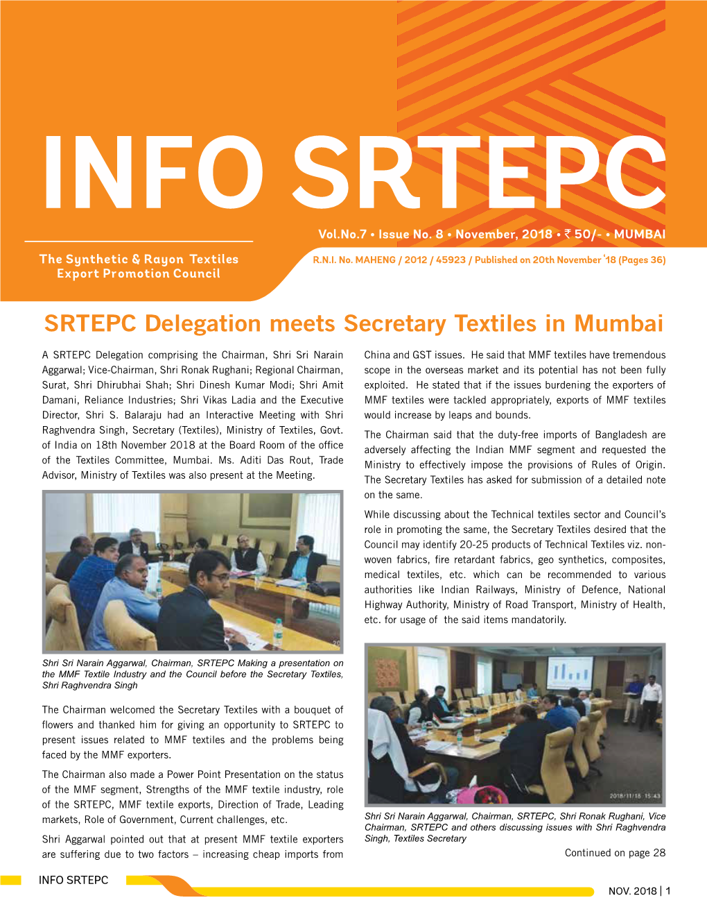 SRTEPC Delegation Meets Secretary Textiles in Mumbai