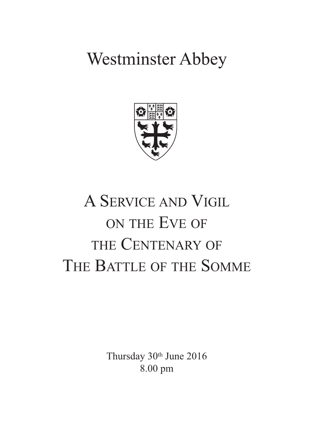 Service Paper for a Service and Vigil on the Eve of the Centenary of The