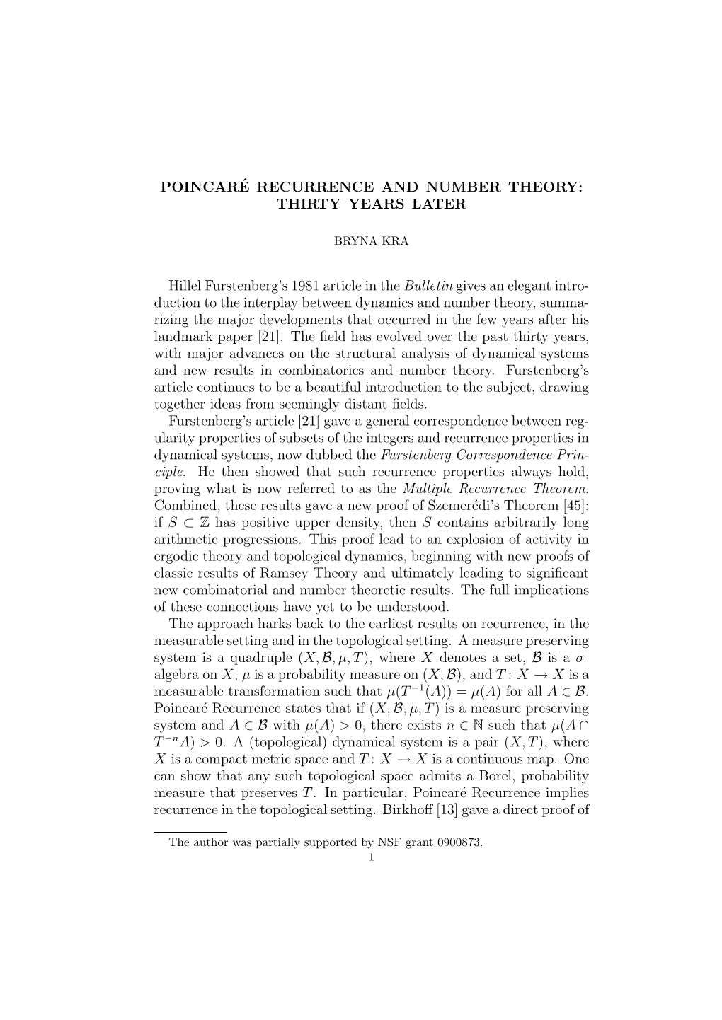 Poincaré Recurrence and Number Theory: Thirty Years Later