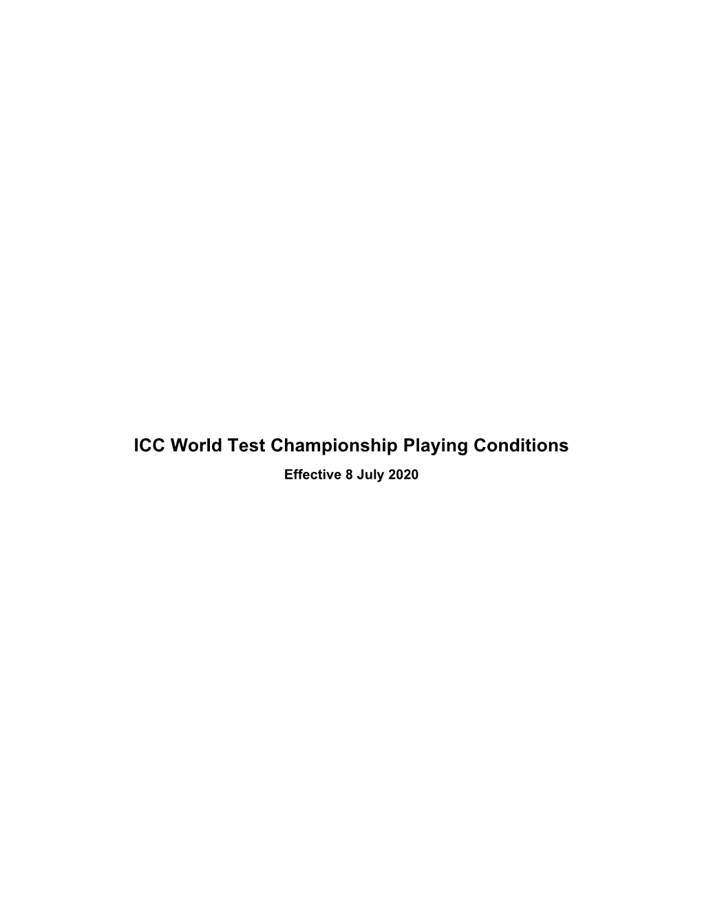 WTC Playing Conditions