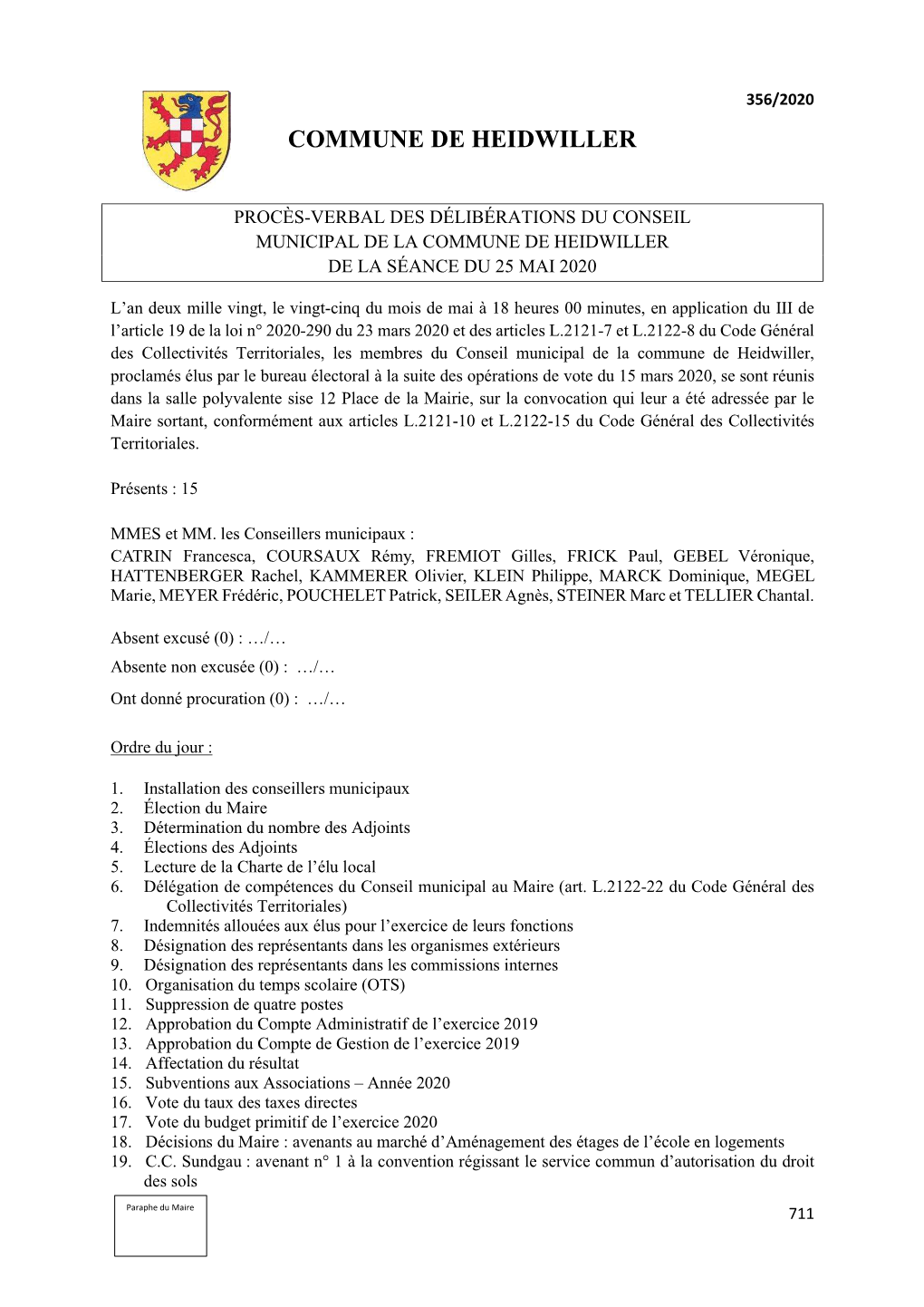 31.05 Compte Rendu Du CM Du 25/05/2020