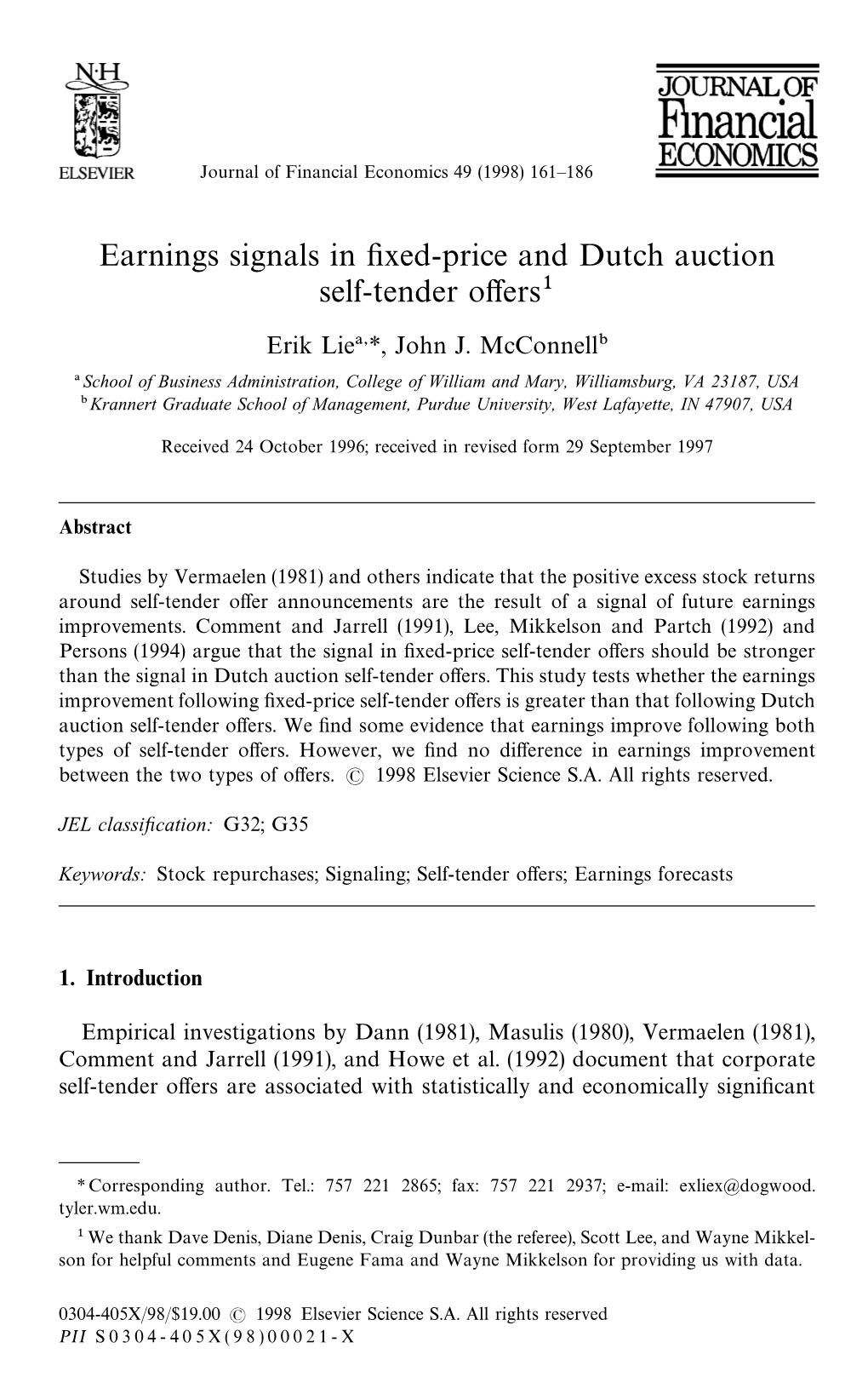 Earnings Signals in Fixed-Price and Dutch Auction Self-Tender Offers