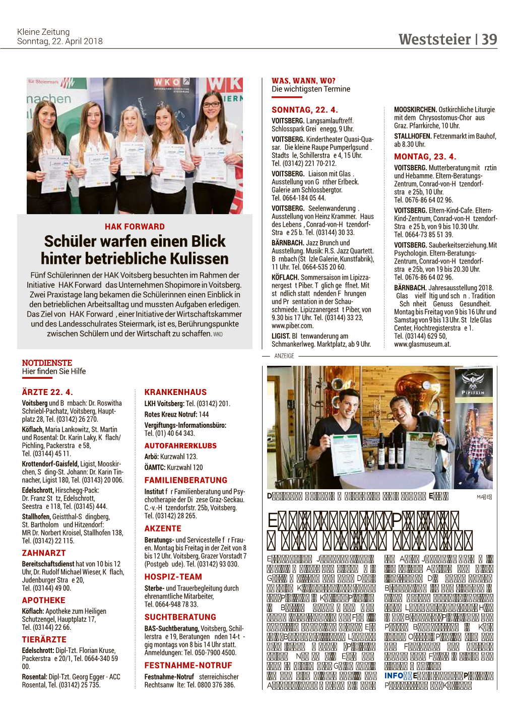 01 KLEINEZEITUNG WESTSTEIER 20180422 Prod-Nr 287097 Seite 38