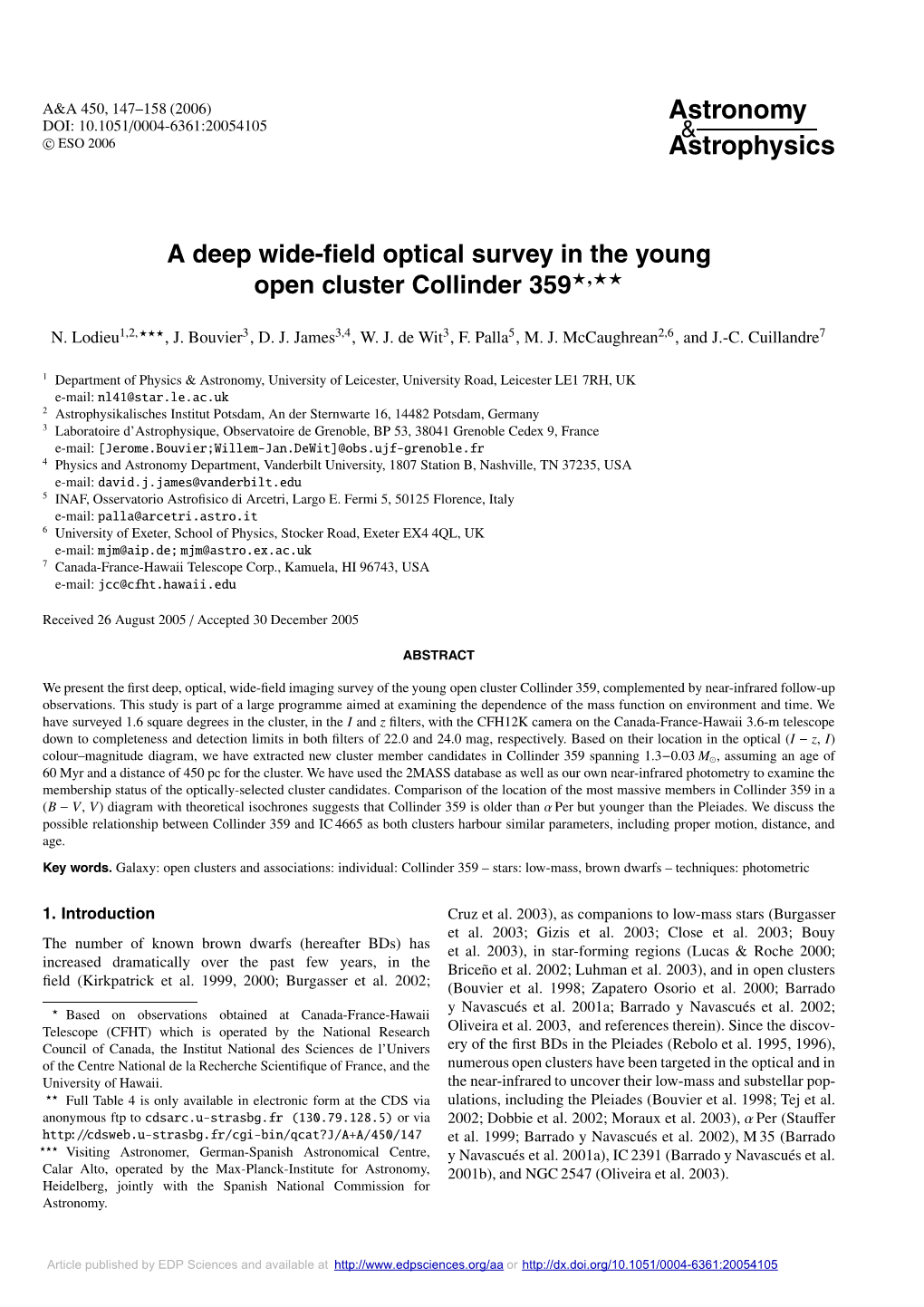 A Deep Wide-Field Optical Survey in the Young Open Cluster Collinder