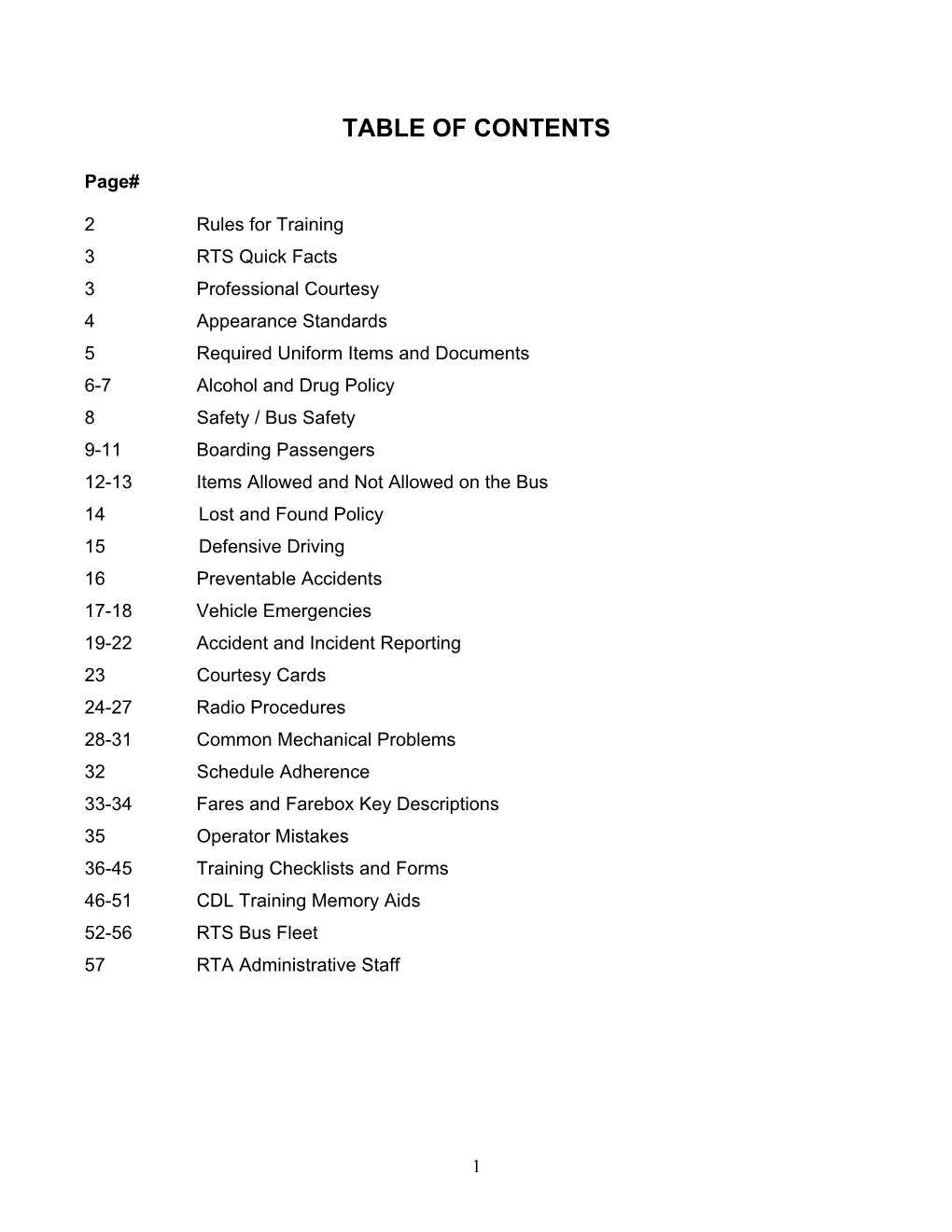 Table of Contents