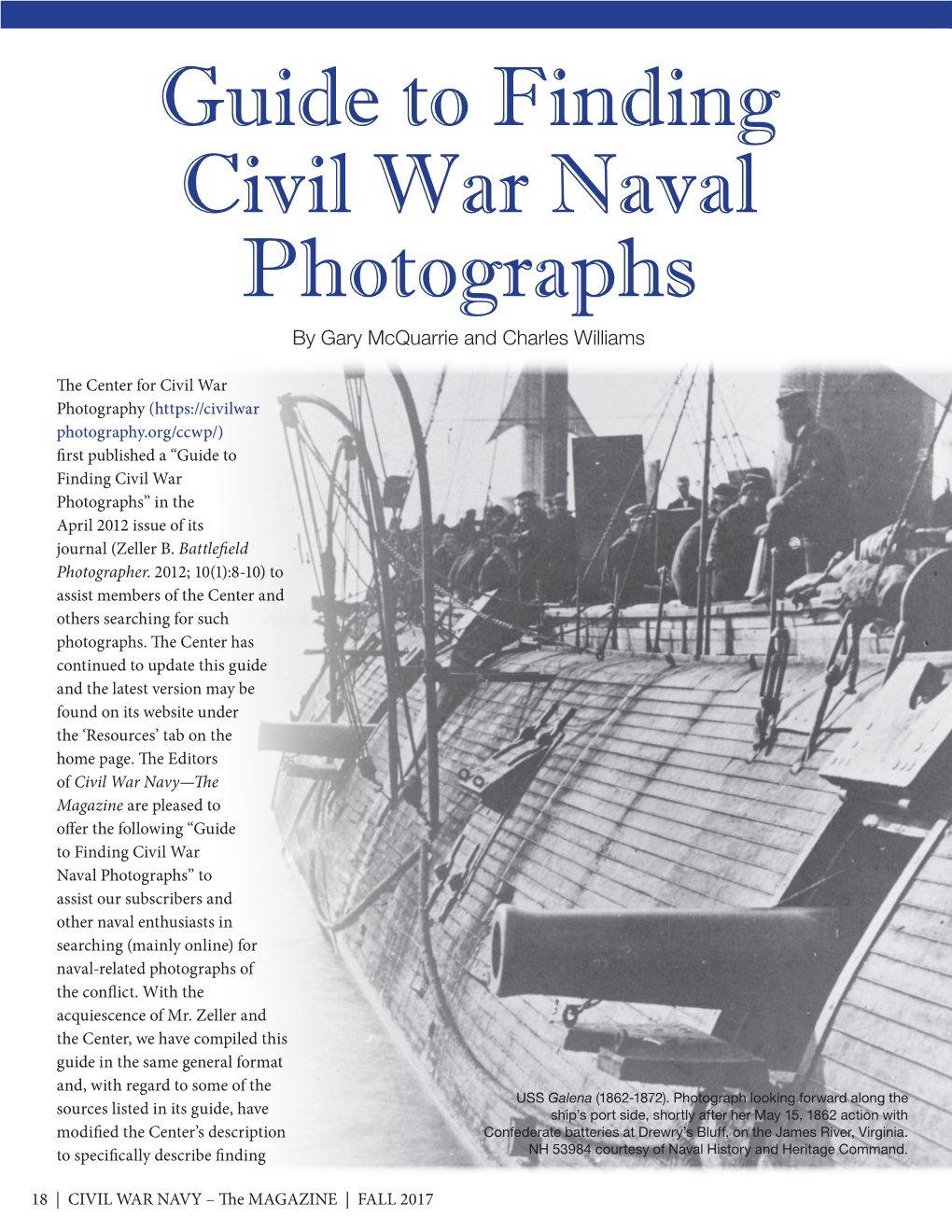 Guide to Finding Civil War Naval Photographs by Gary Mcquarrie and Charles Williams