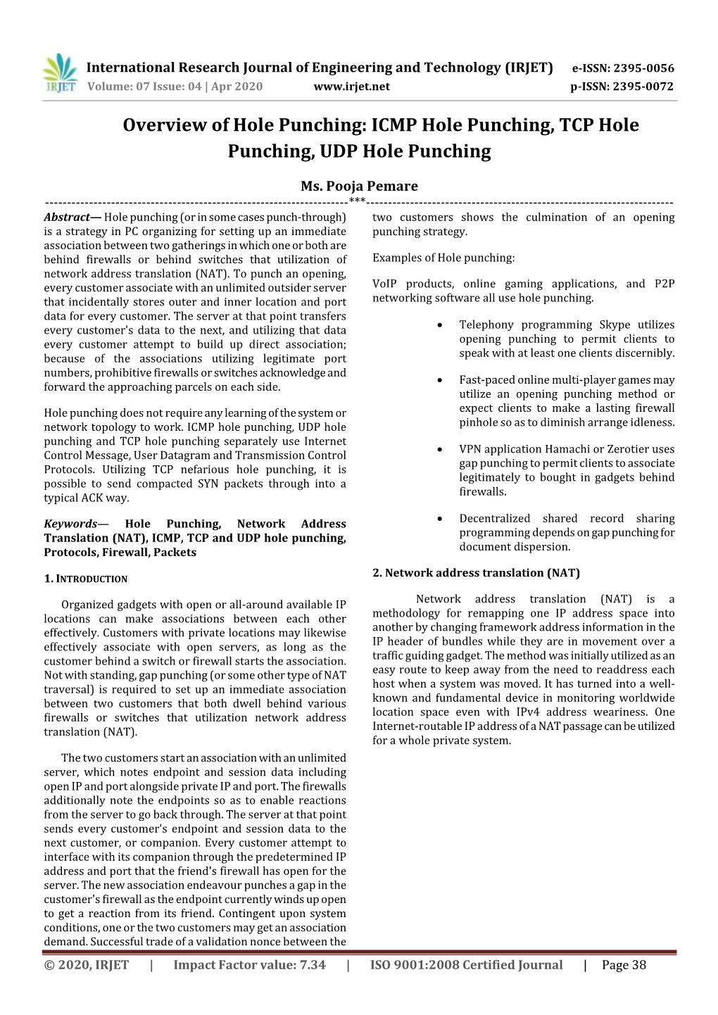 ICMP Hole Punching, TCP Hole Punching, UDP Hole Punching