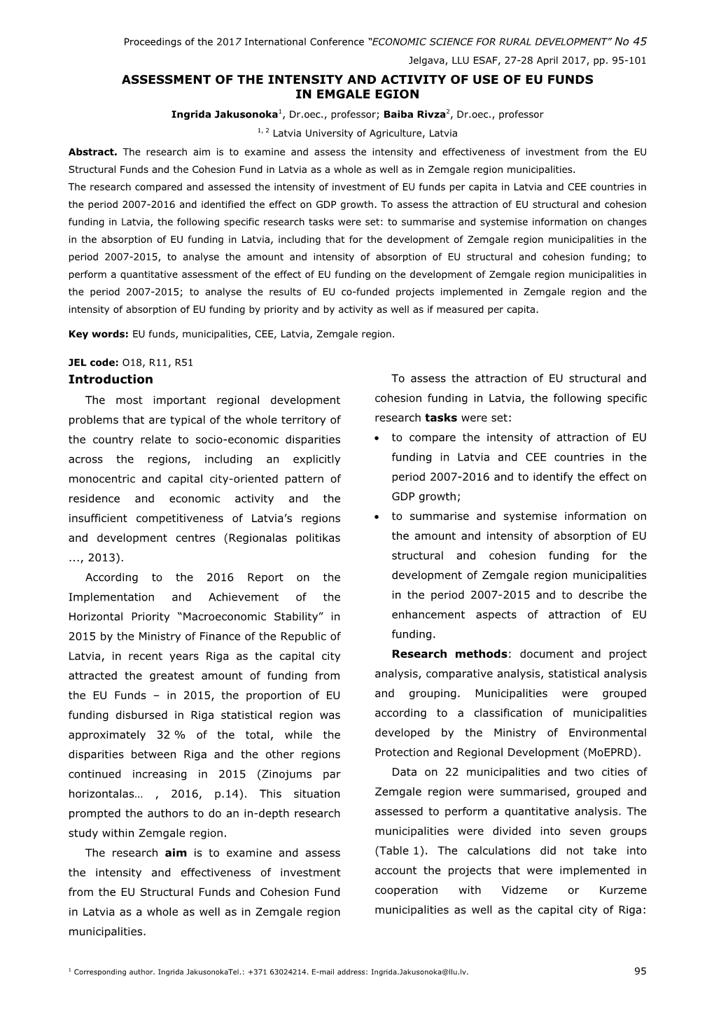 Assessment of the Intensity and Activity of Use of Eu