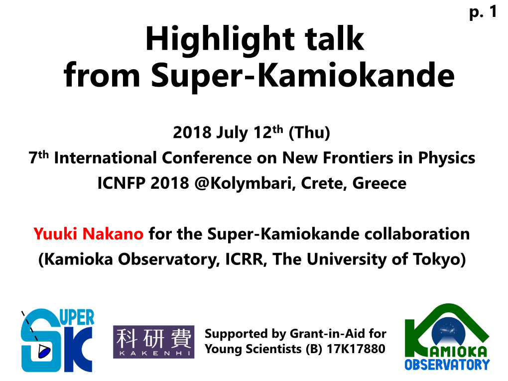 Highlight Talk from Super-Kamiokande