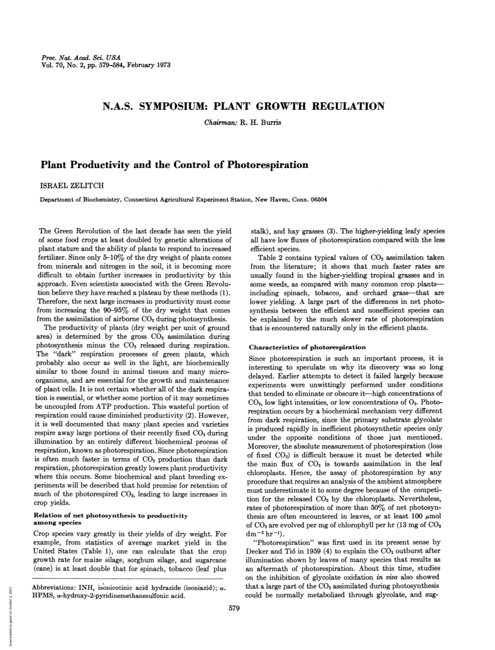 Plant Productivity and the Control of Photorespiration