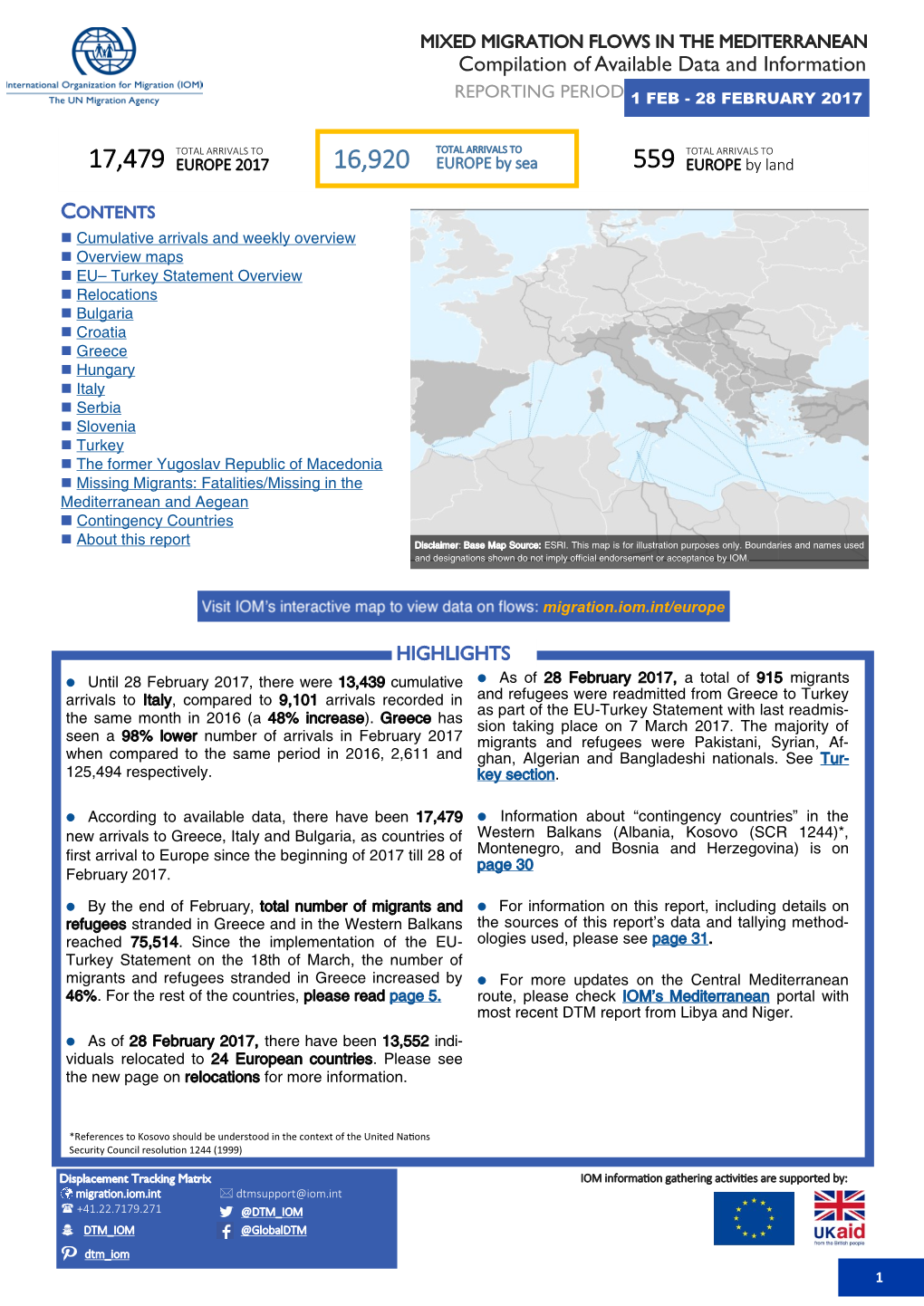 Mixed Migration Flows in the Mediterranean and Beyond  Flow Monitoring Compilation | 10 MARCH 2017