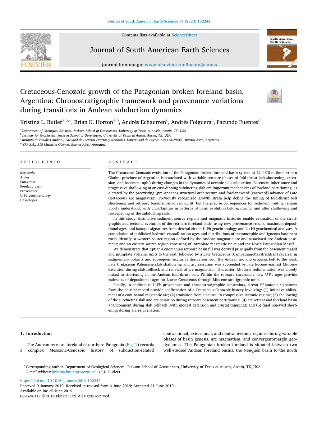 Cretaceous-Cenozoic Growth of the Patagonian Broken Foreland Basin