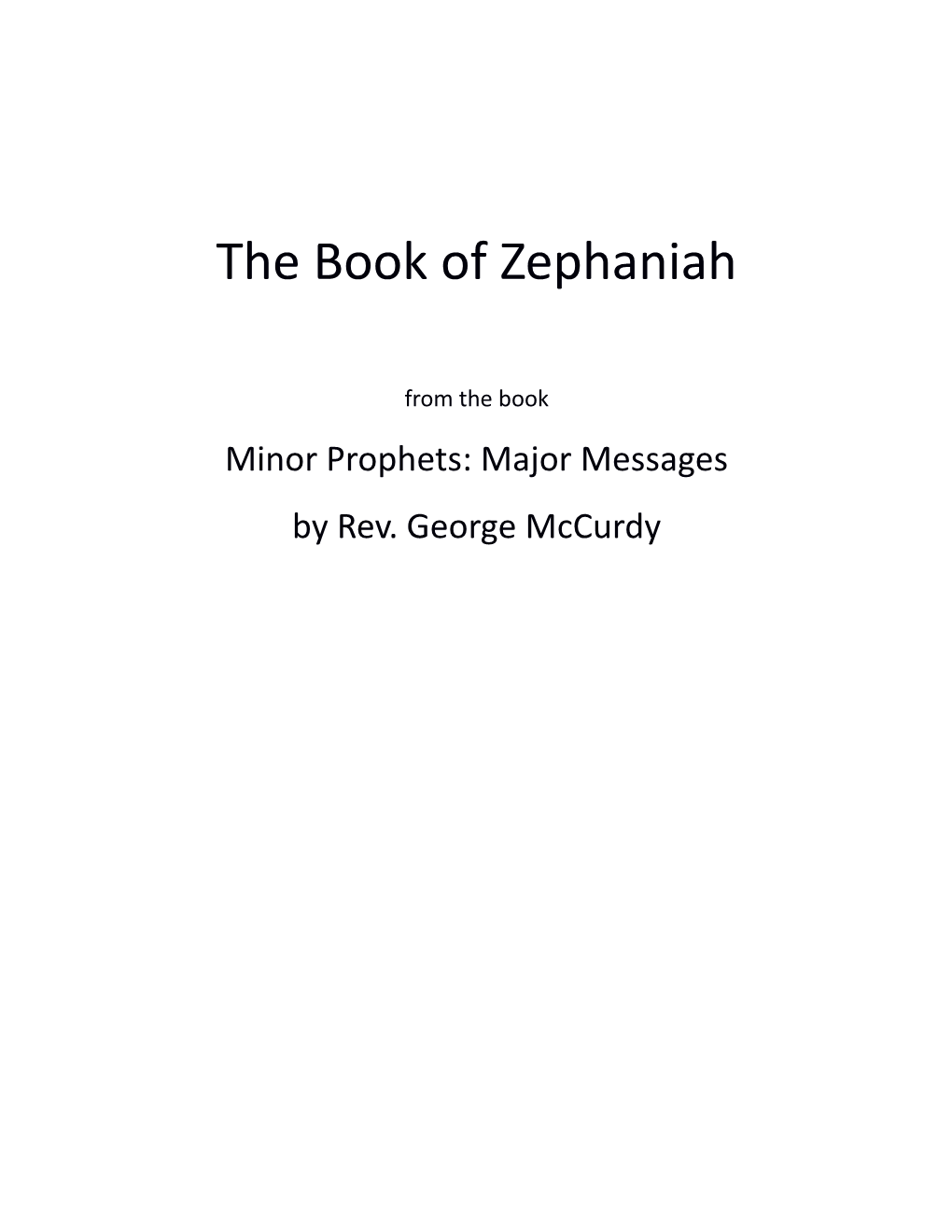 The Book of Zephaniah