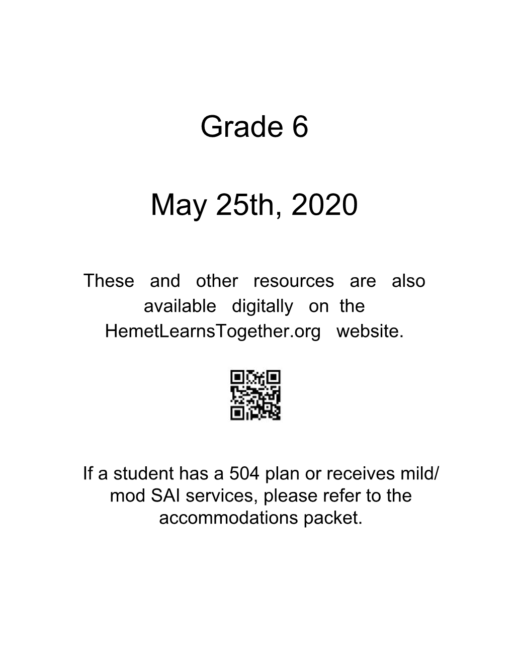 Grade 6 May 25Th, 2020