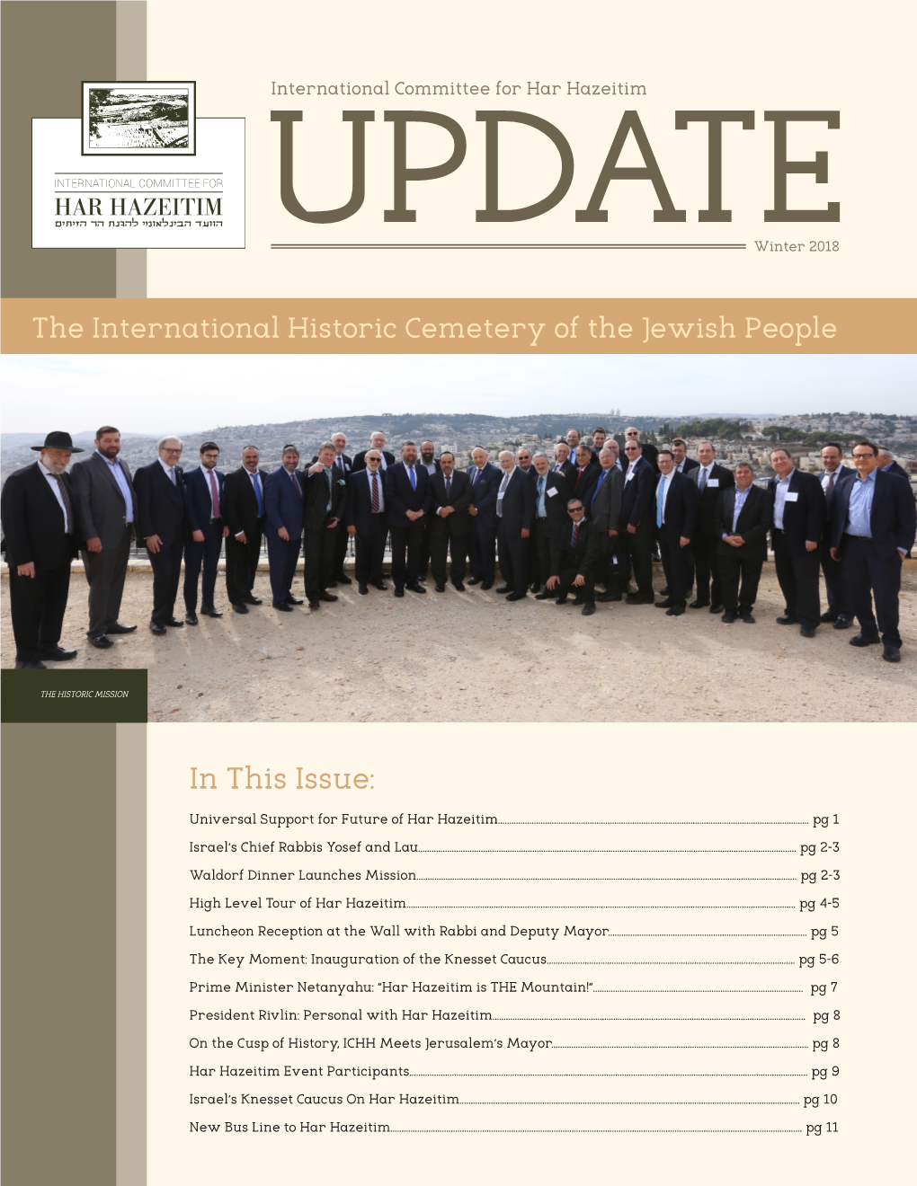 In This Issue: Universal Support for Future of Har Hazeitim