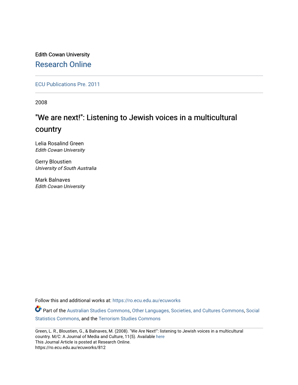 Listening to Jewish Voices in a Multicultural Country